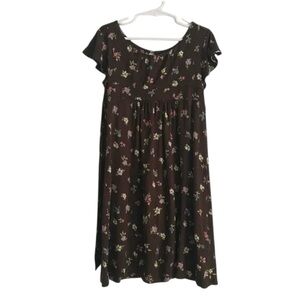 Mini Boden Cottagecore Brown Floral Empire Flutter Sleeve Dress-size 7/8